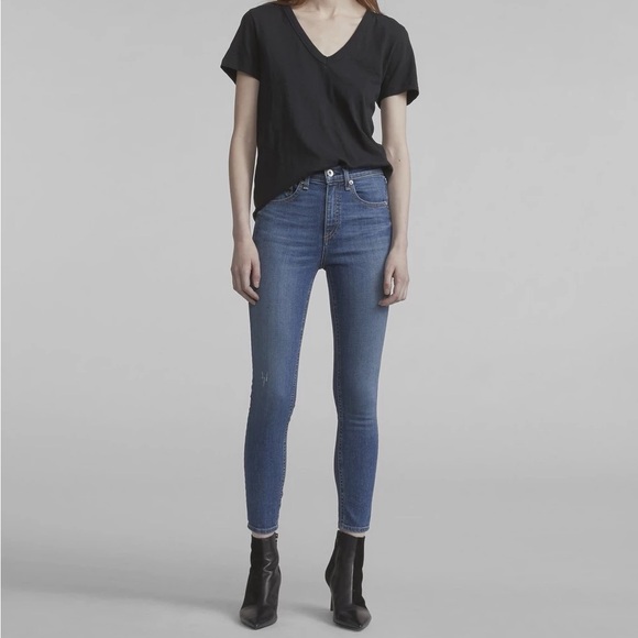 RAG & BONE High Rise Ankle Skinny Jeans Medium Wash Denim Size 28 - Picture 1 of 11